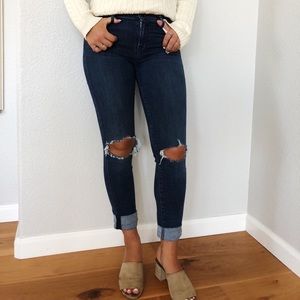 J Brand dark ripped skinny jeans